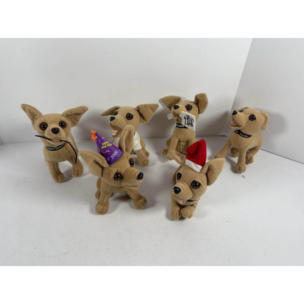 Taco Bell Talking Chihuahua Plush Dog Lot of 6 Vintage Yo Quiero Promo Toys